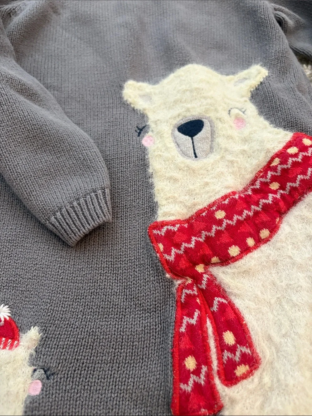 Girls Snowman Smocked Dress & Gray Polar Bear Sweater Dress Set
